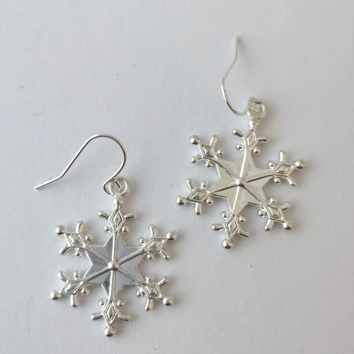 Silver-Plated Snowflakes Earrings