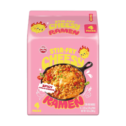 Spicy Chili &Cheddar Flavor ,Cheese & Spicy Stir-Fry Korean Instant Noodles,4.23 oz*4 Pack