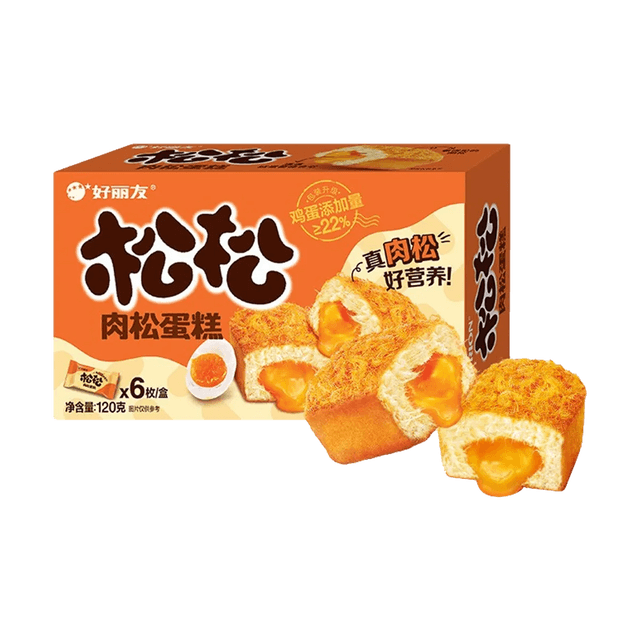 ORION.CN Chicken Floss Cake Savory Salted Egg Yolk Flavor 6pcs 4.23 oz