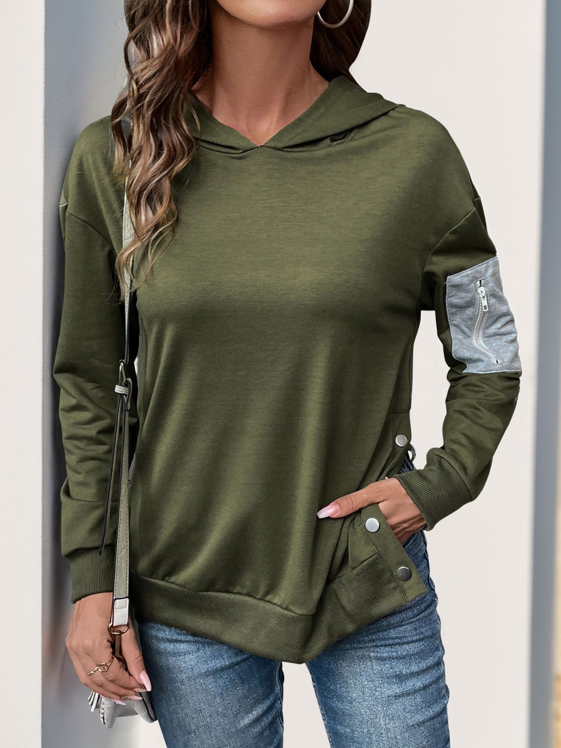 Perfee Dropped Shoulder Long Sleeve Hoodie