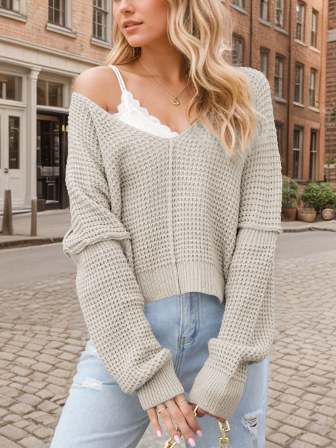 V-Neck Long Sleeve Sweater