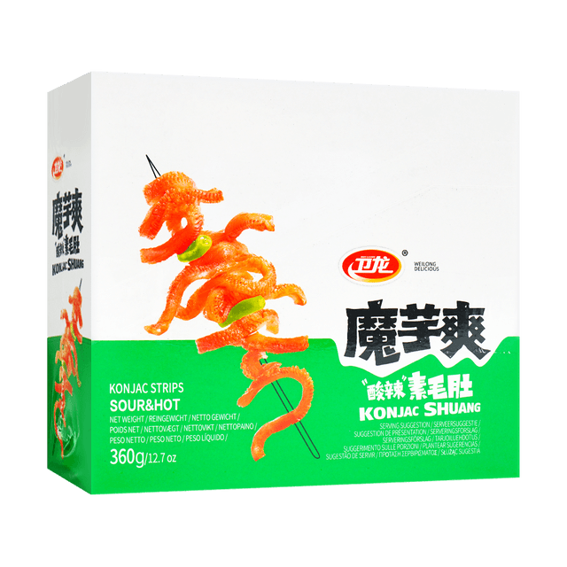 WEILONG Hot & Sour Vegetarian Tripe, Konjac Snacks, 12.7 oz