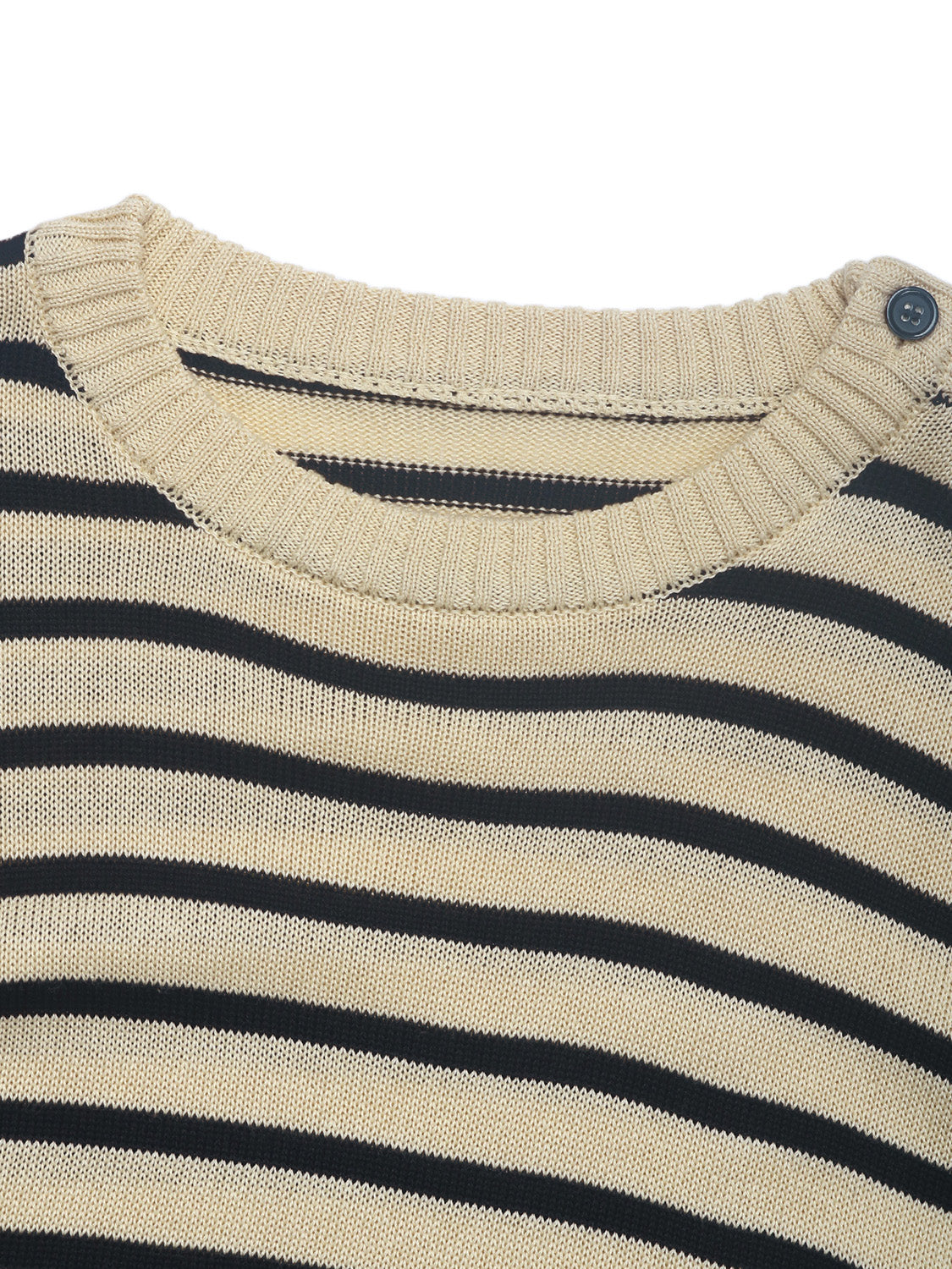 Perfee Striped Round Neck Long Sleeve Knit Top