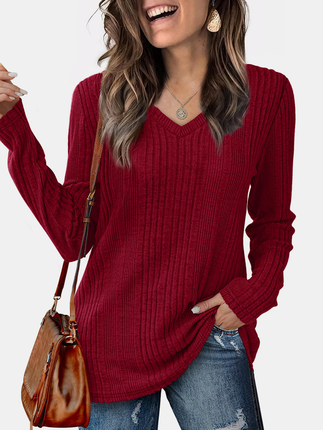 V-Neck Long Sleeve T-Shirt