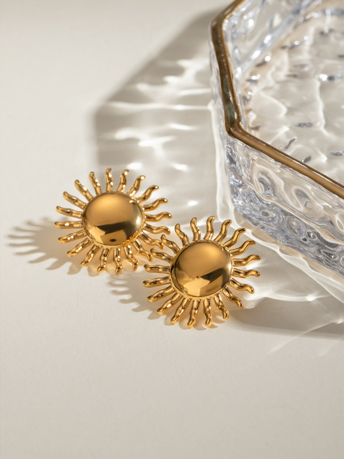 18K Gold-Plated Stainless Steel Sun Stud Earrings