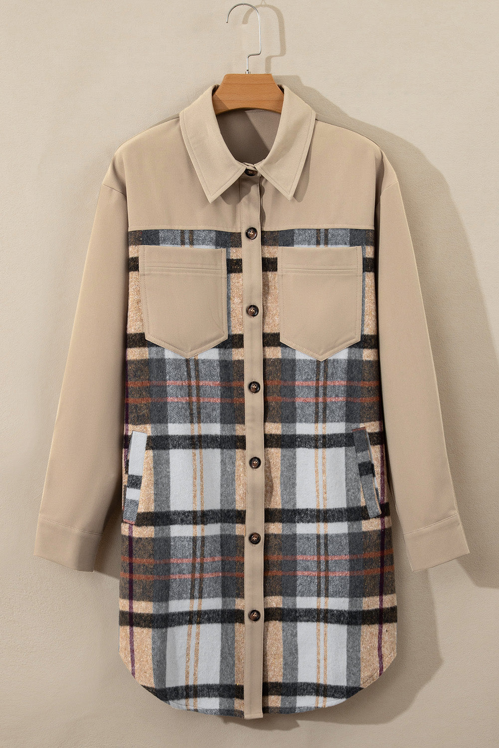 Pocketed Plaid Long Sleeve Mini Shirt Dress