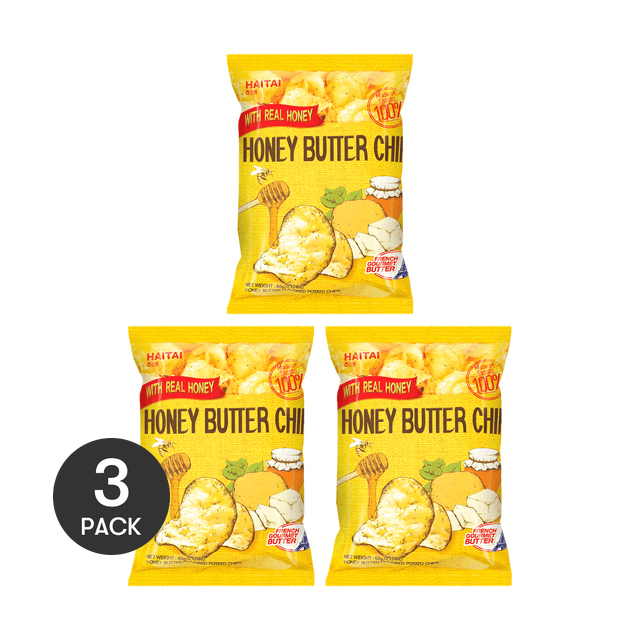 HAITAI Korean Honey Butter Potato Chips, 2.11 oz*3【3 Value Packs】