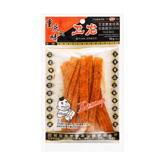 WEILONG Big Latiao - Spicy Wheat Flour Strip Chili Snack, 3.6 oz