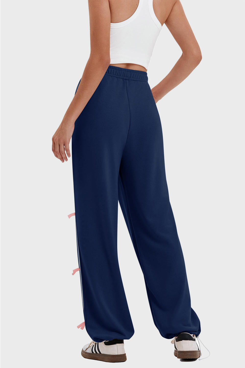 Elastic Waist Wide Leg Pants with Pockets