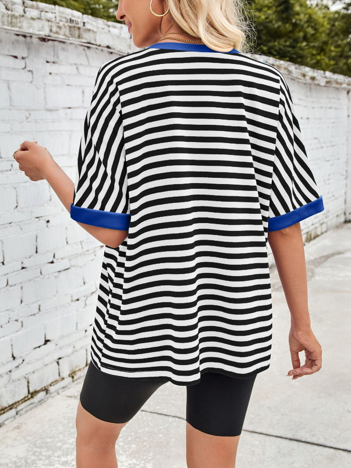 Lovelet Striped Round Neck Half Sleeve T-Shirt