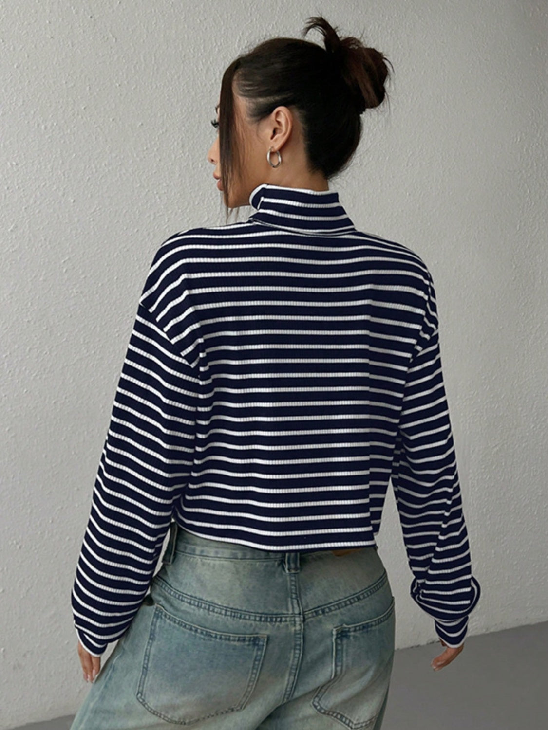 Striped Turtleneck Long Sleeve T-Shirt