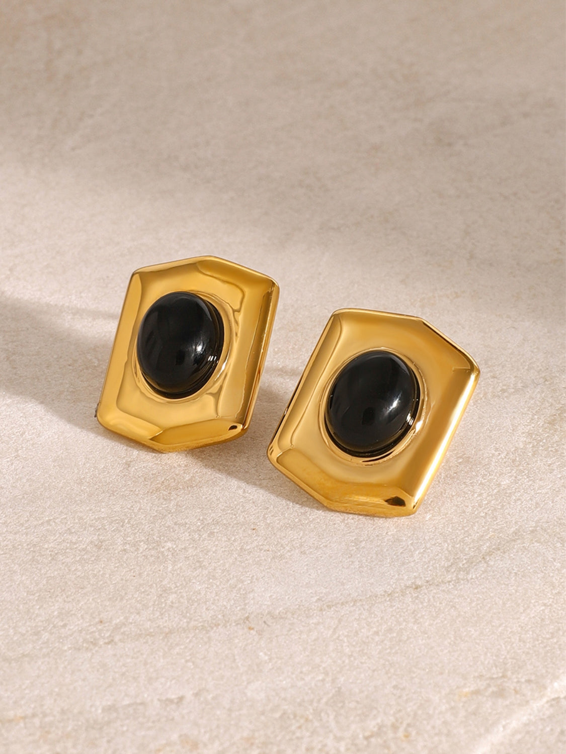 18K Gold-Plated Stainless Steel Agate Earrings