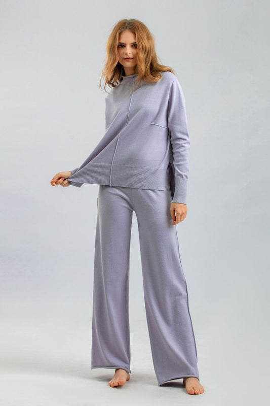 Basic Bae Mock Neck Long Sleeve Top and Pants Sweater Set