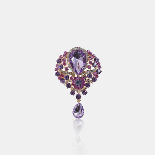 Alloy Rhinestone Teardrop Brooch