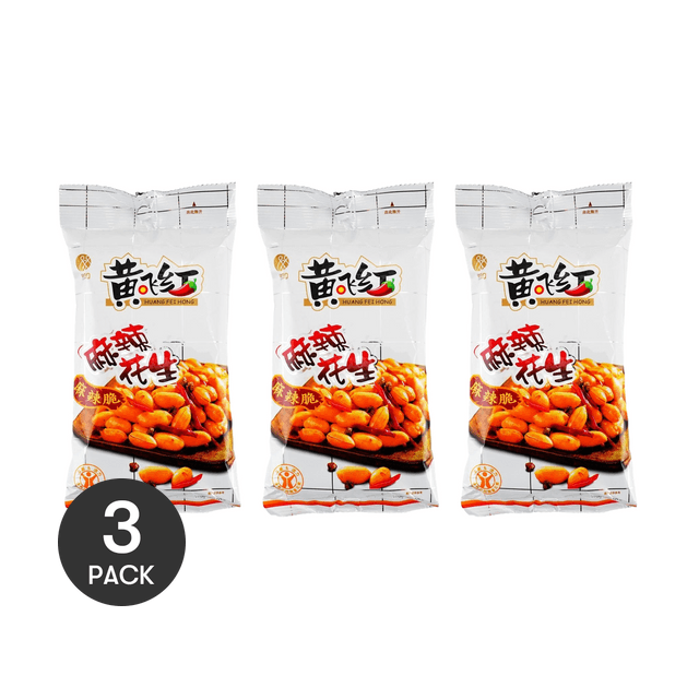 HUANGFEIHONG Spicy Peanuts, 3.88 oz *3【3 Pack】