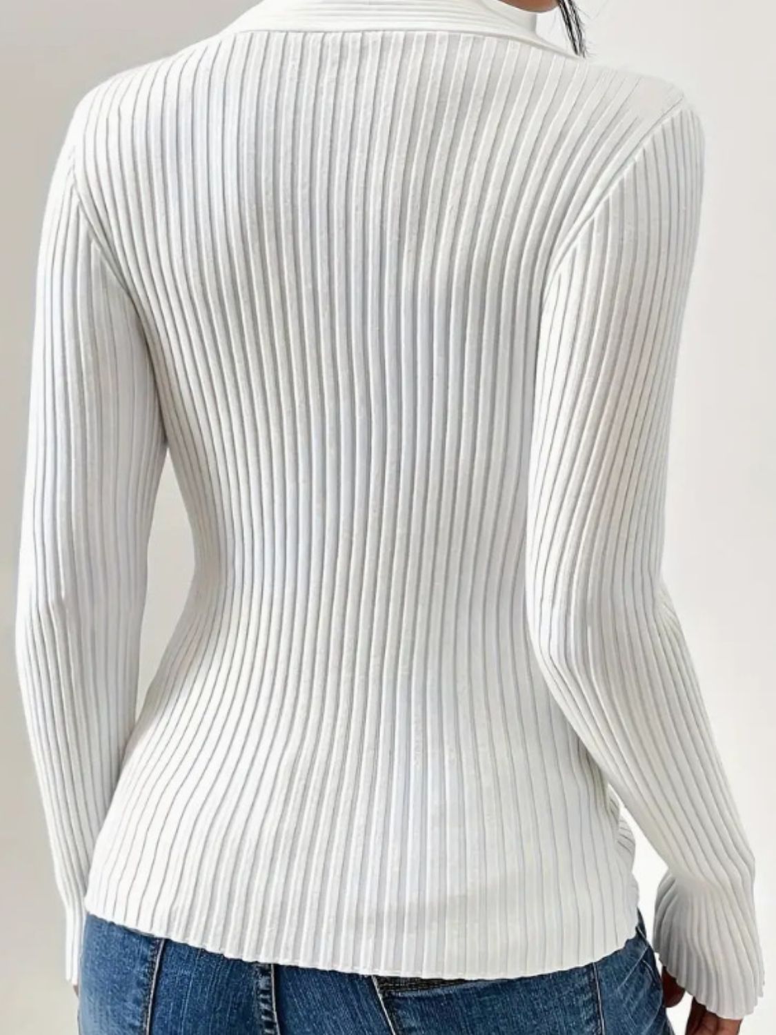 Twist Front Ribbed Long Sleeve Sweater