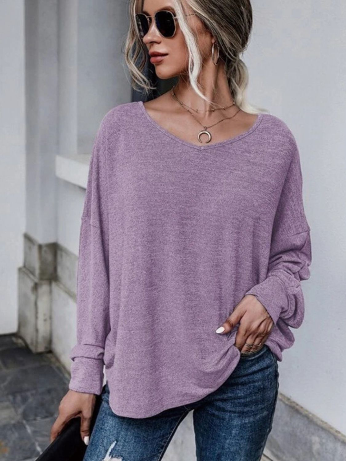 Full Size Double Tie Drop Shoulder Long Sleeve T-Shirt