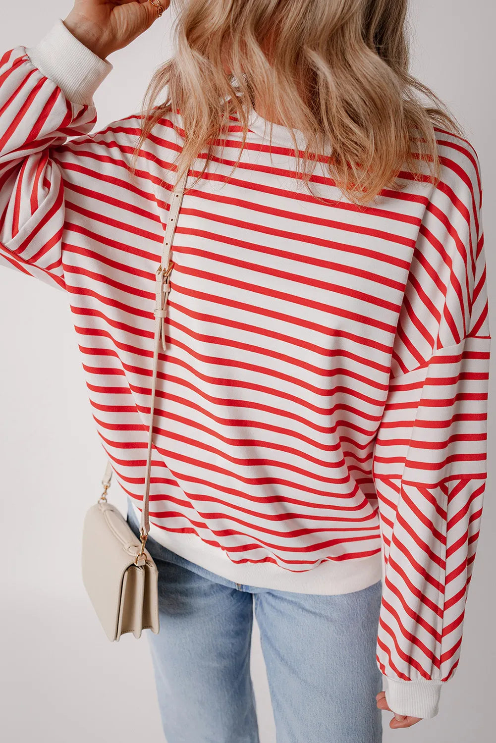 Striped Dropped Shoulder Long Sleeve Sweatshirt