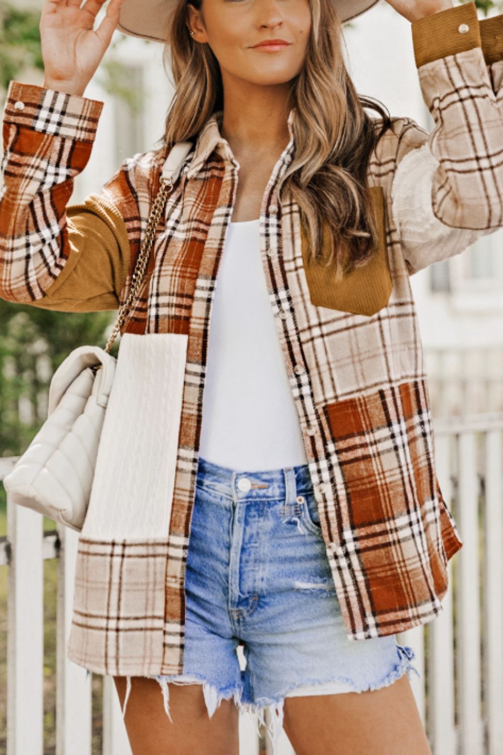 Plaid Button Up Long Sleeve Shacket