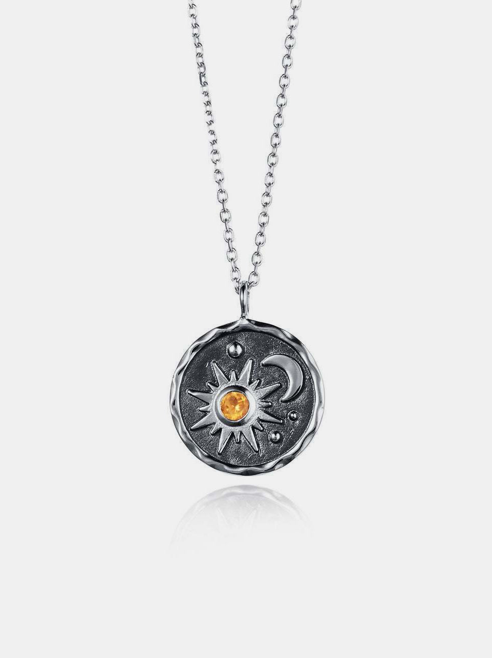 Alloy Inlaid Zircon Sun & Moon Necklace