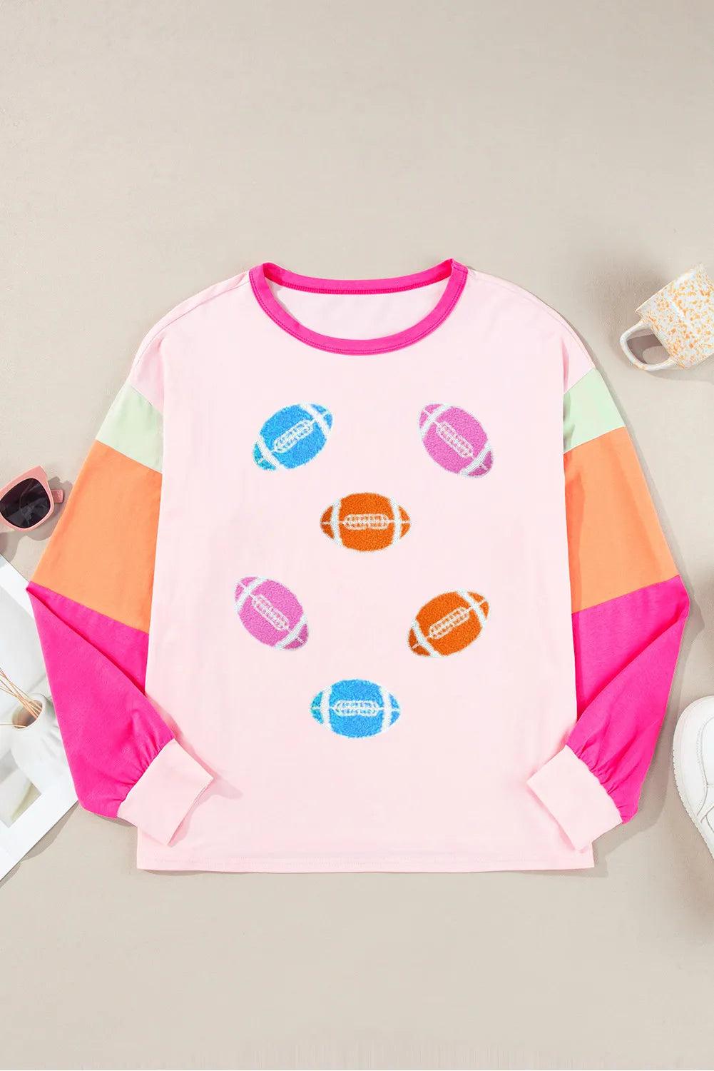 Football Round Neck Long Sleeve Top