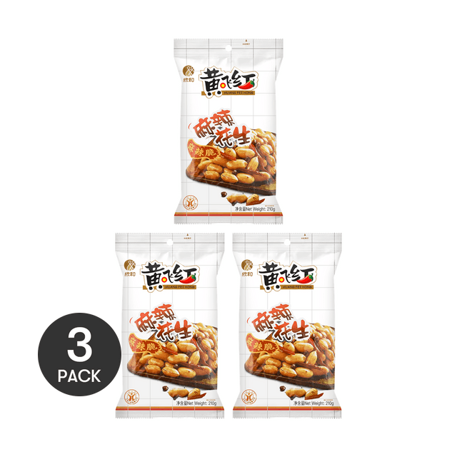 HUANGFEIHONG HUANG FEI HONG Spicy Peanuts, 7.4 oz *3【3 Pack】