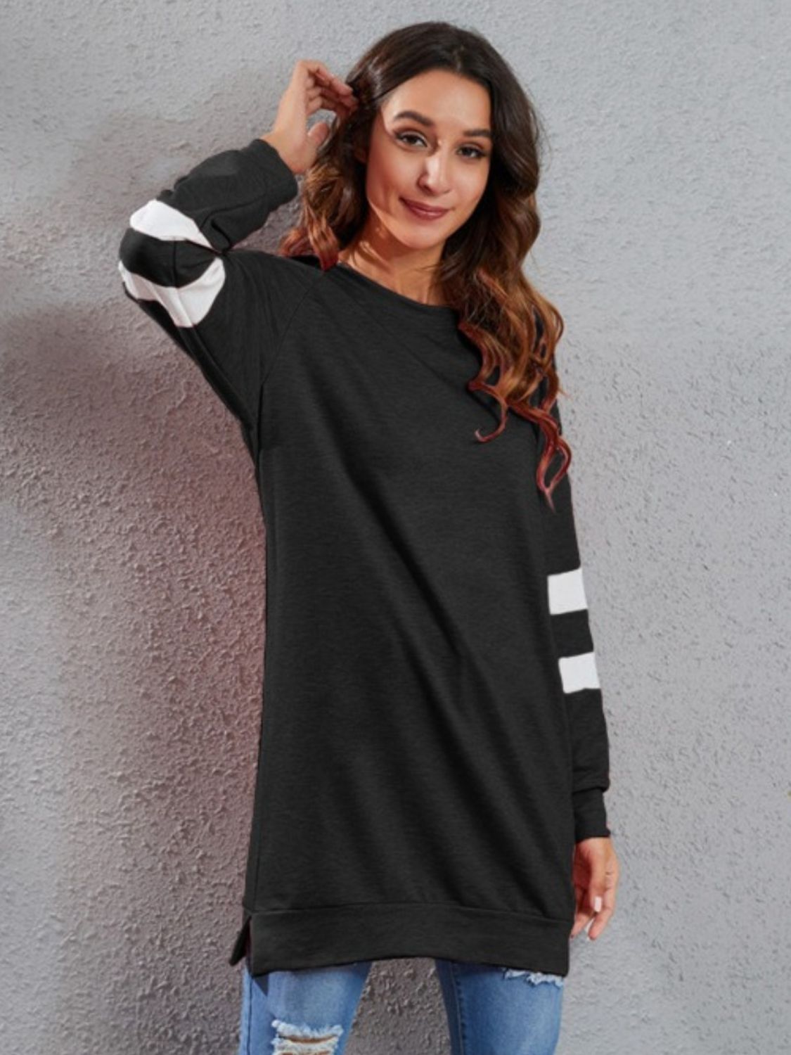 Full Size Striped Round Neck Long Sleeve T-Shirt