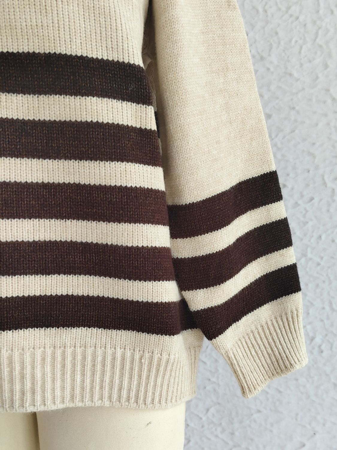 Striped Dropped Shoulder Long Sleeve Sweater