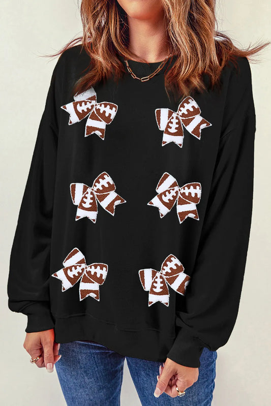 Bow Round Neck Long Sleeve Sweatshirt