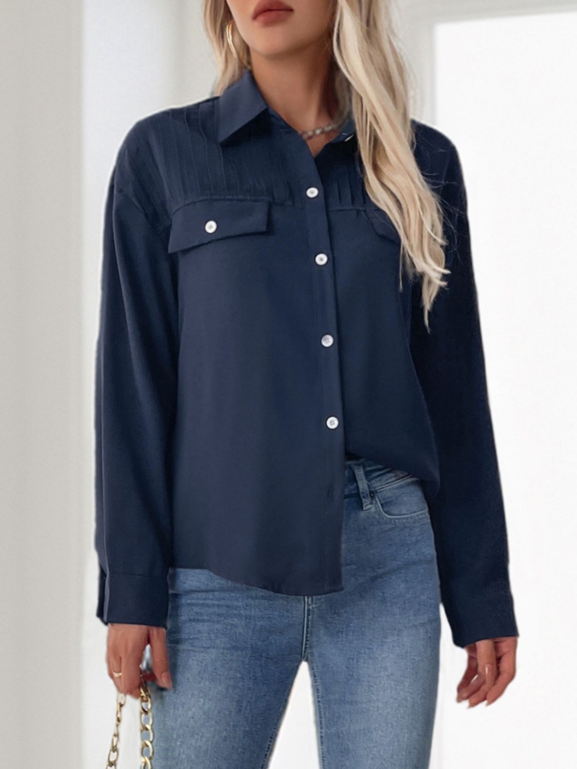 Perfee Buttoned Down Long Sleeve Shirt