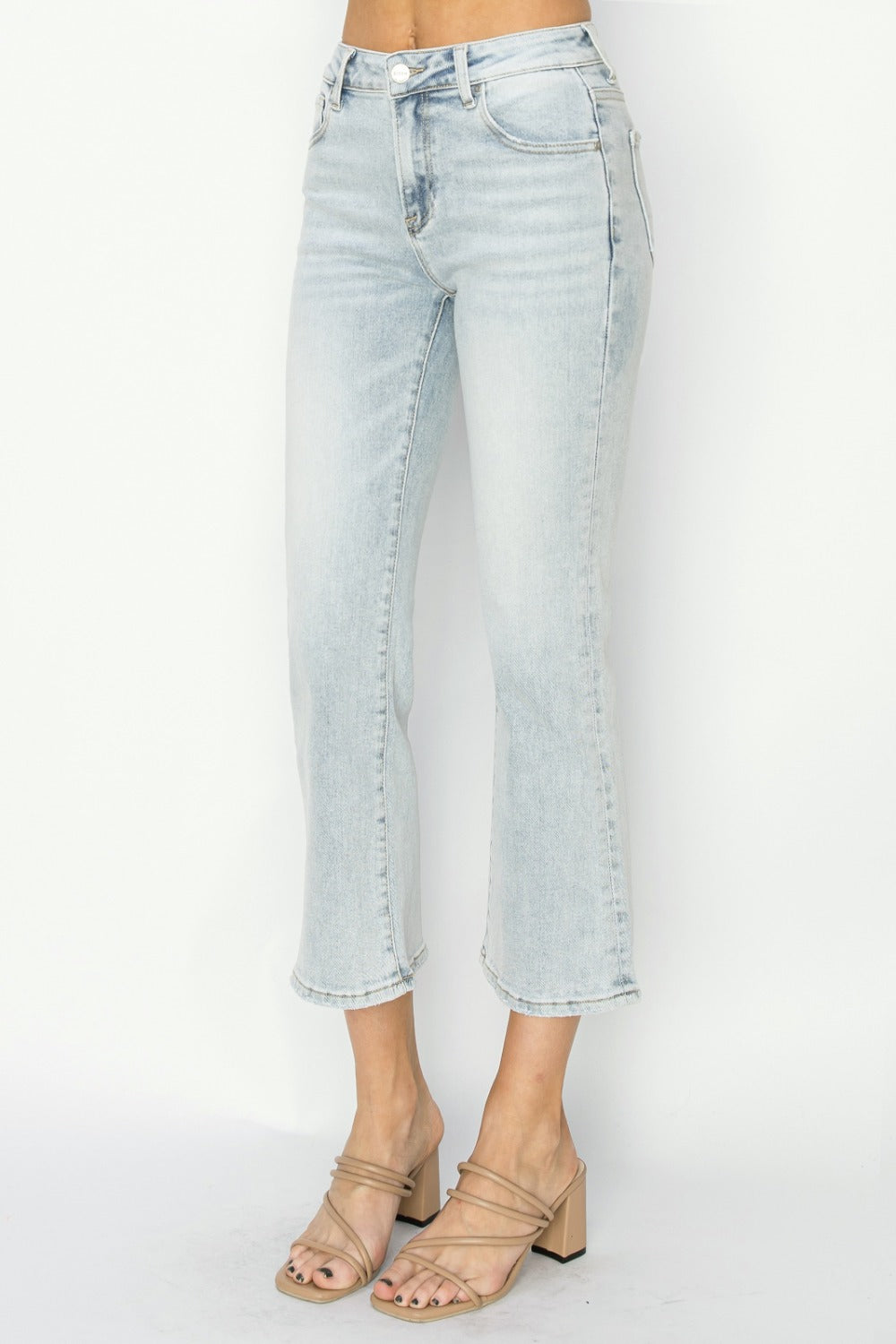 RISEN Full Size Mid Rise Cropped Flare Jeans