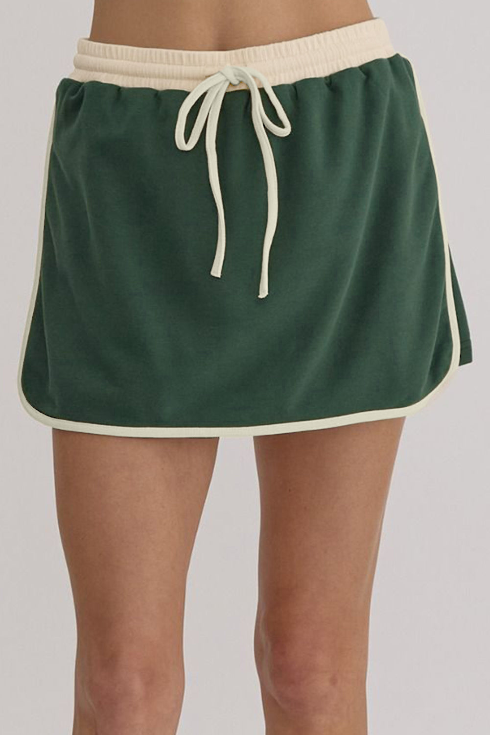 Contrast Trim Round Neck Top and Skort Set