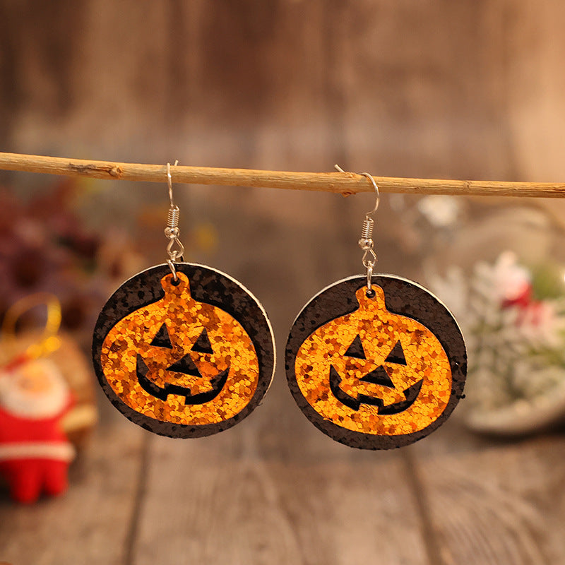 PU Leather Pumpkin Earrings