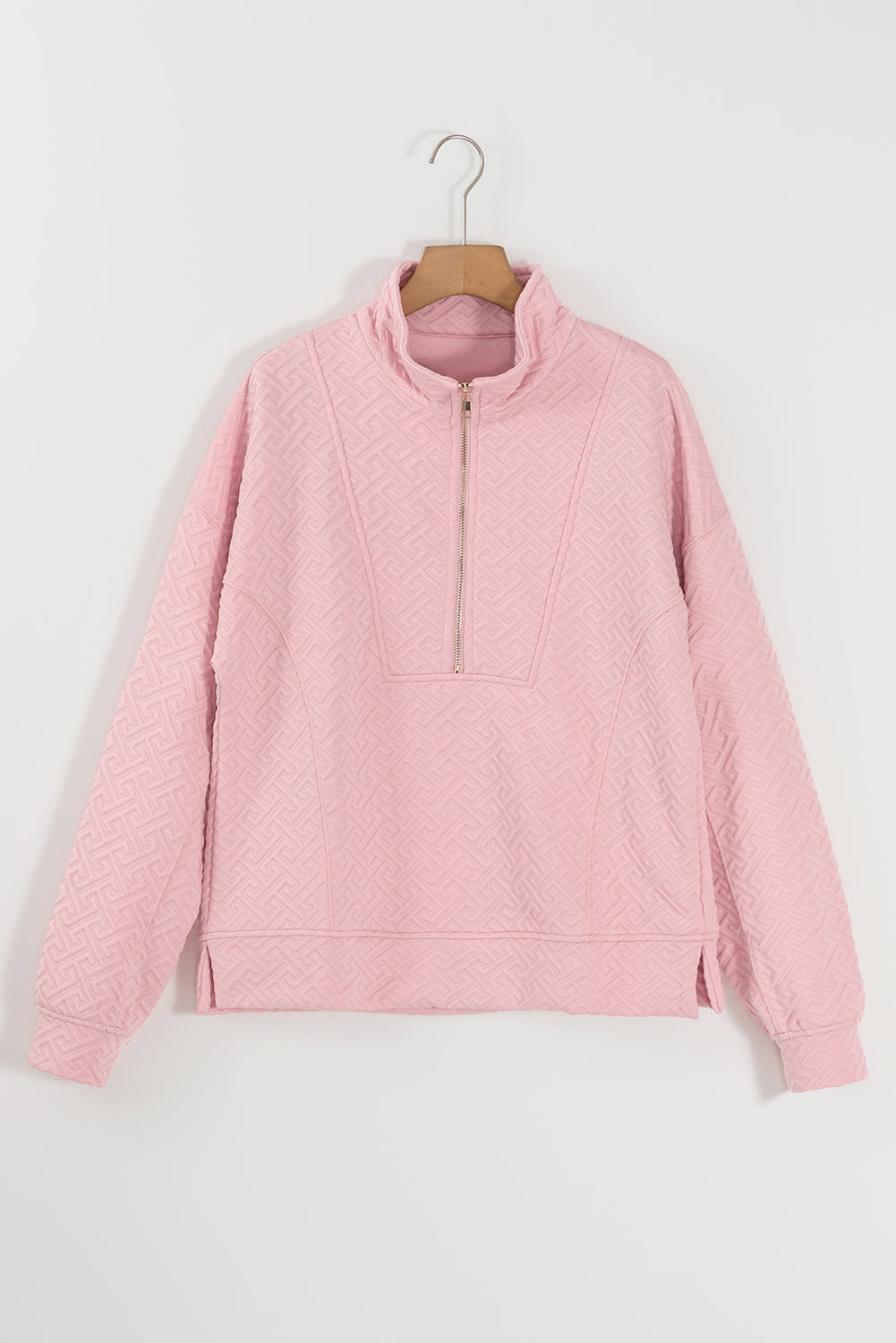 Texture Half Zip Long Sleeve Sweatshirt