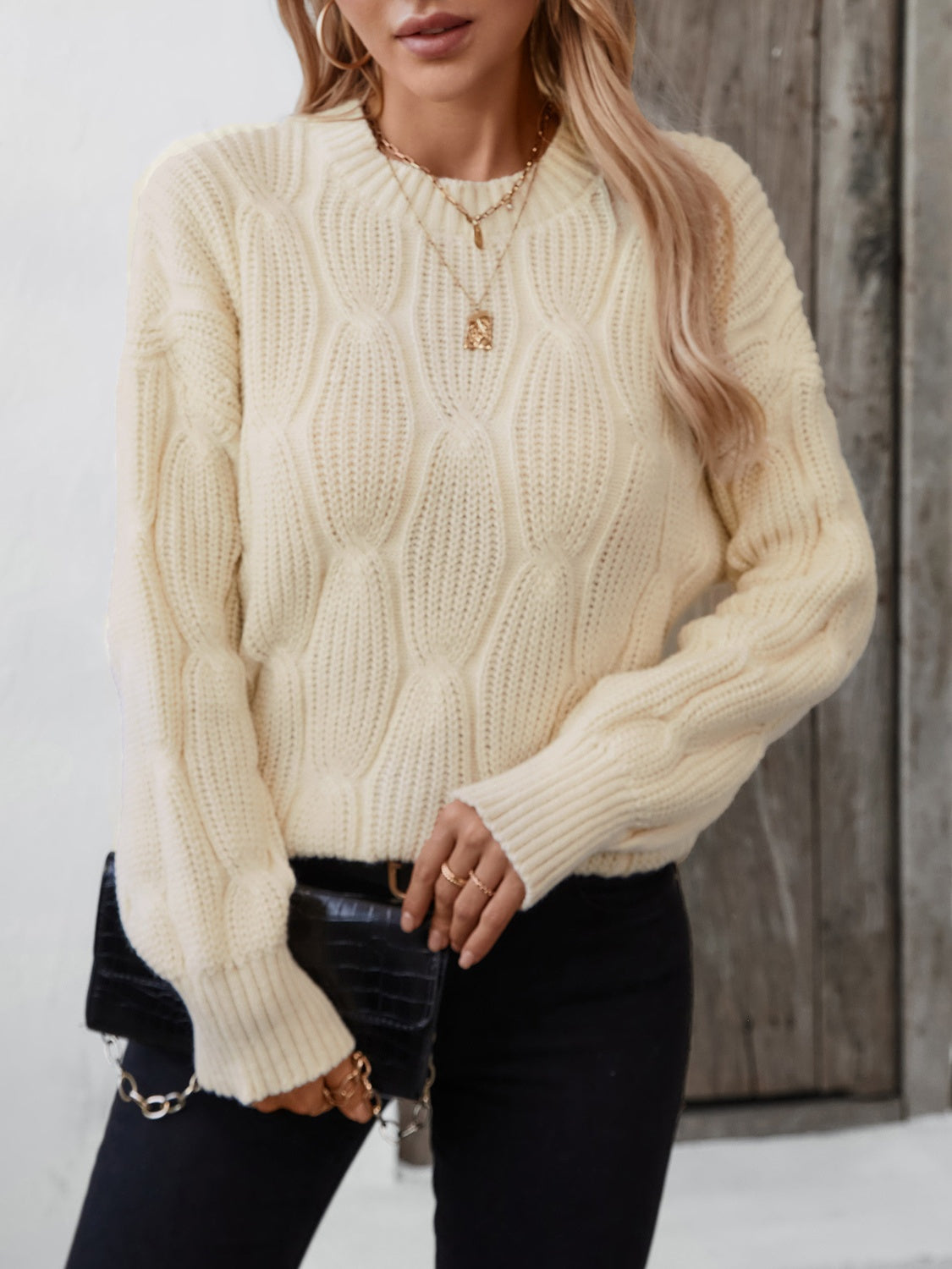 Round Neck Dropped Shoulder Sweater