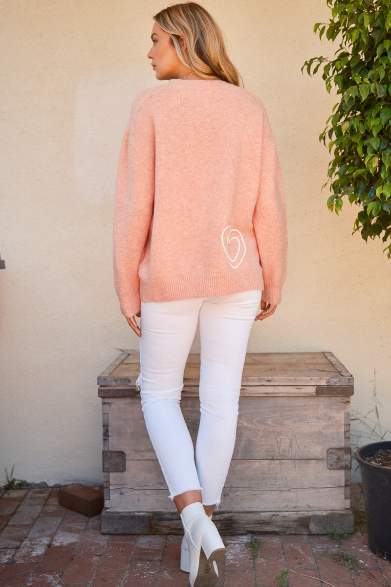 And The Why WIFEY & Heart Round Neck Sweater