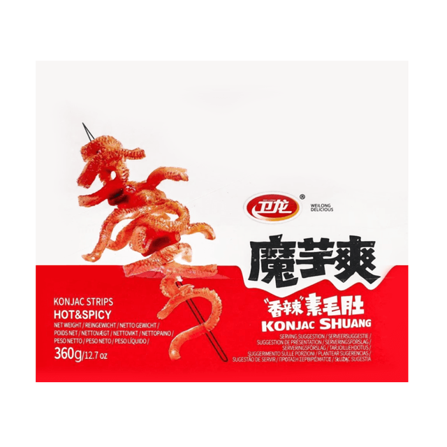 WEILONG Hot & Spicy Vegetarian Tripe, Konjac Latiao Snacks, 12.7 oz