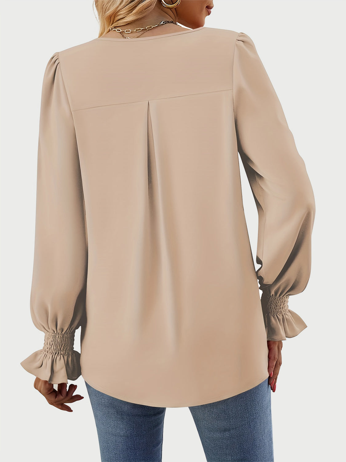 V-Neck Flounce Sleeve Top