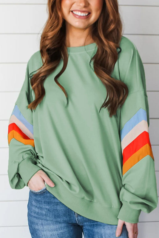 Contrast Round Neck Long Sleeve Sweatshirt