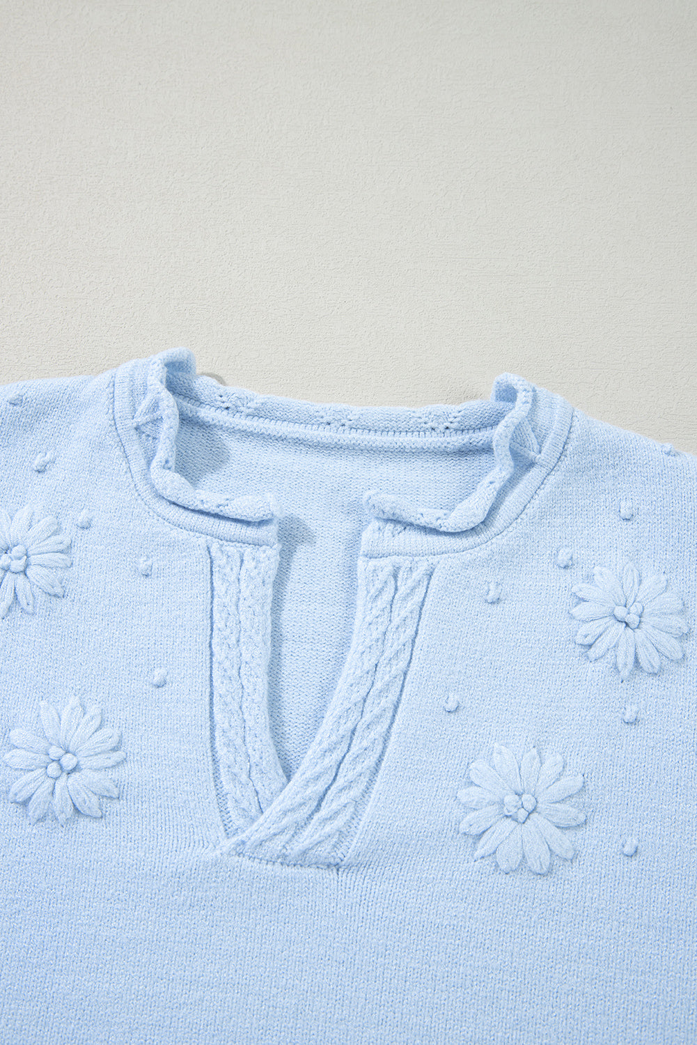 Daisy Notched Long Sleeve Sweater