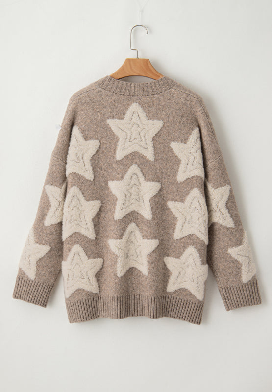 Sherpa Star V-Neck Cardigan with Pockets