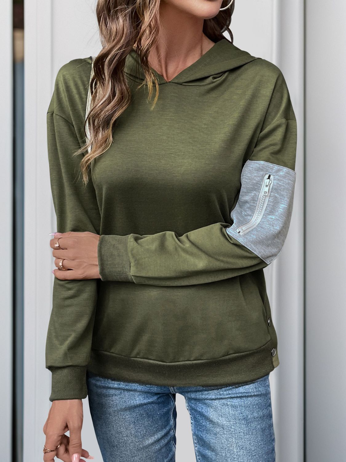 Perfee Dropped Shoulder Long Sleeve Hoodie