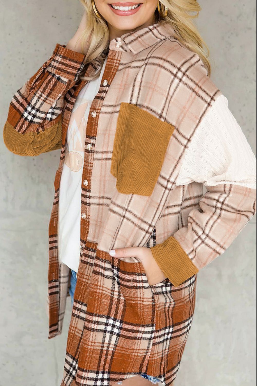 Plaid Button Up Long Sleeve Shacket