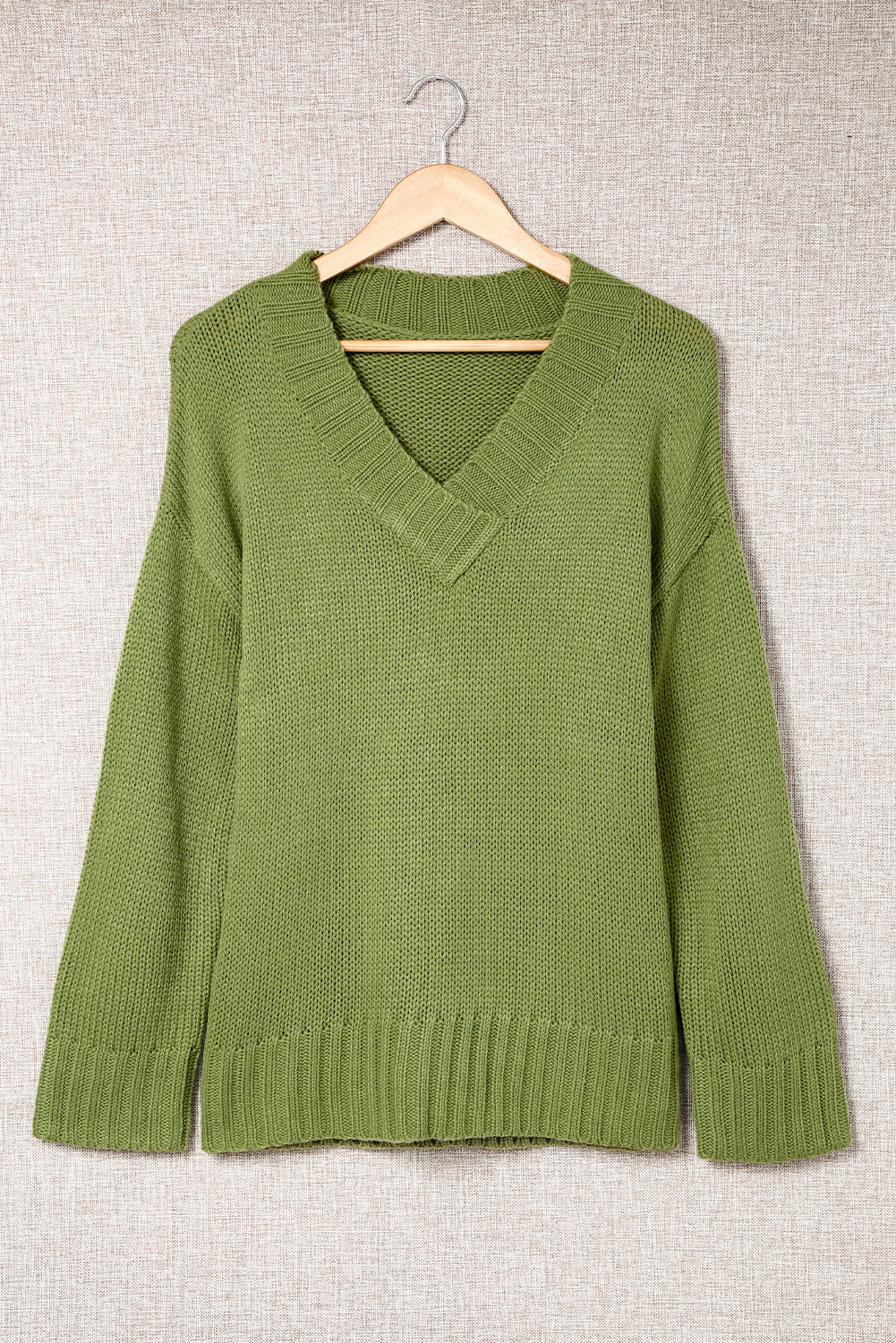 V-Neck Dropped Shoulder Sweater