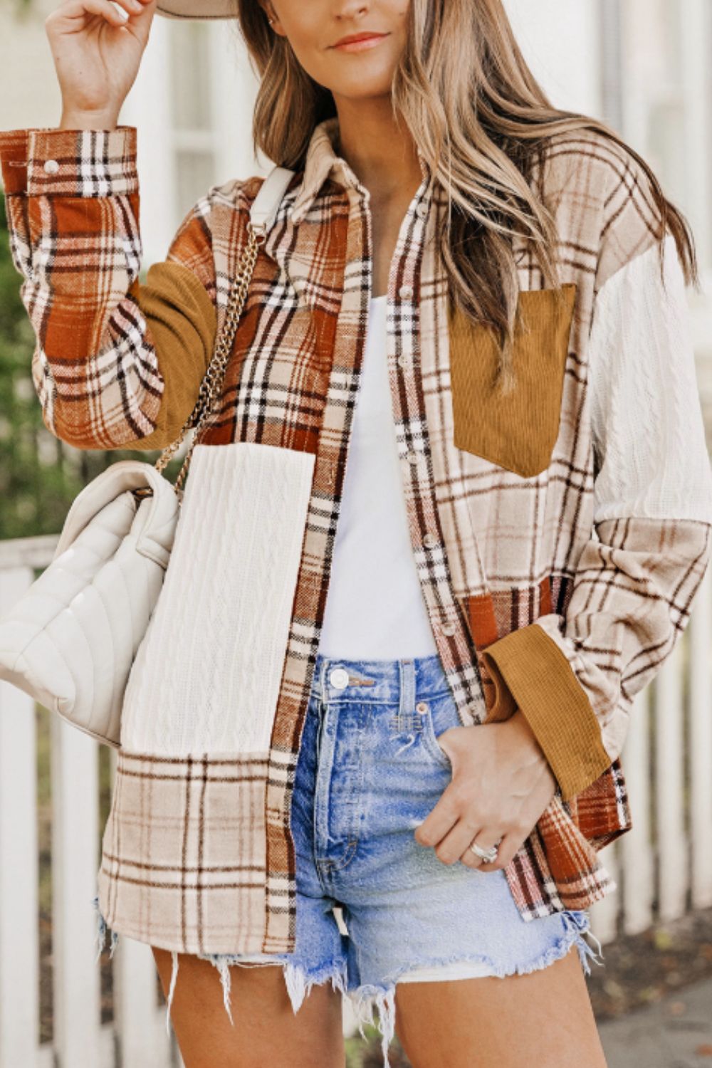 Plaid Button Up Long Sleeve Shacket