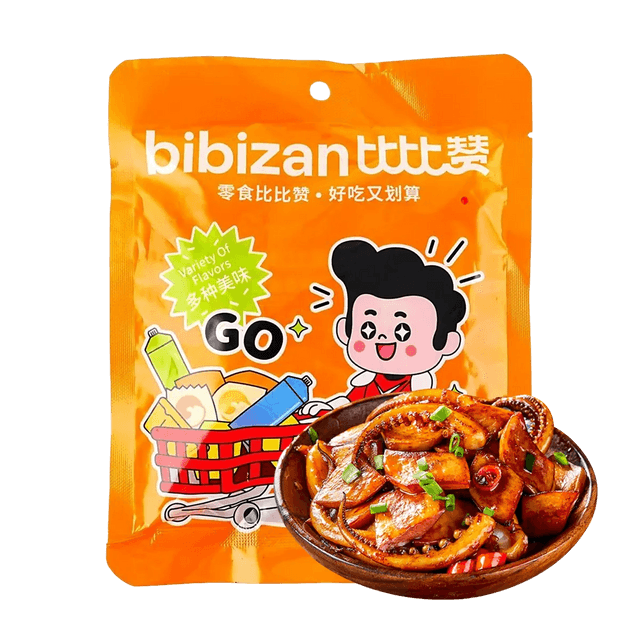 BiBiZan Squid and King Oyster Mushroom, Spicy Flavor, 10 Pack, 2.8 oz